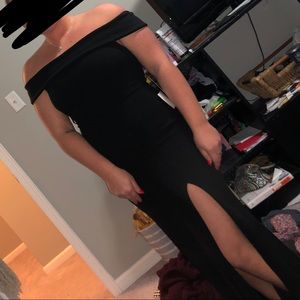 Formal off the shoulder black dress only worn once